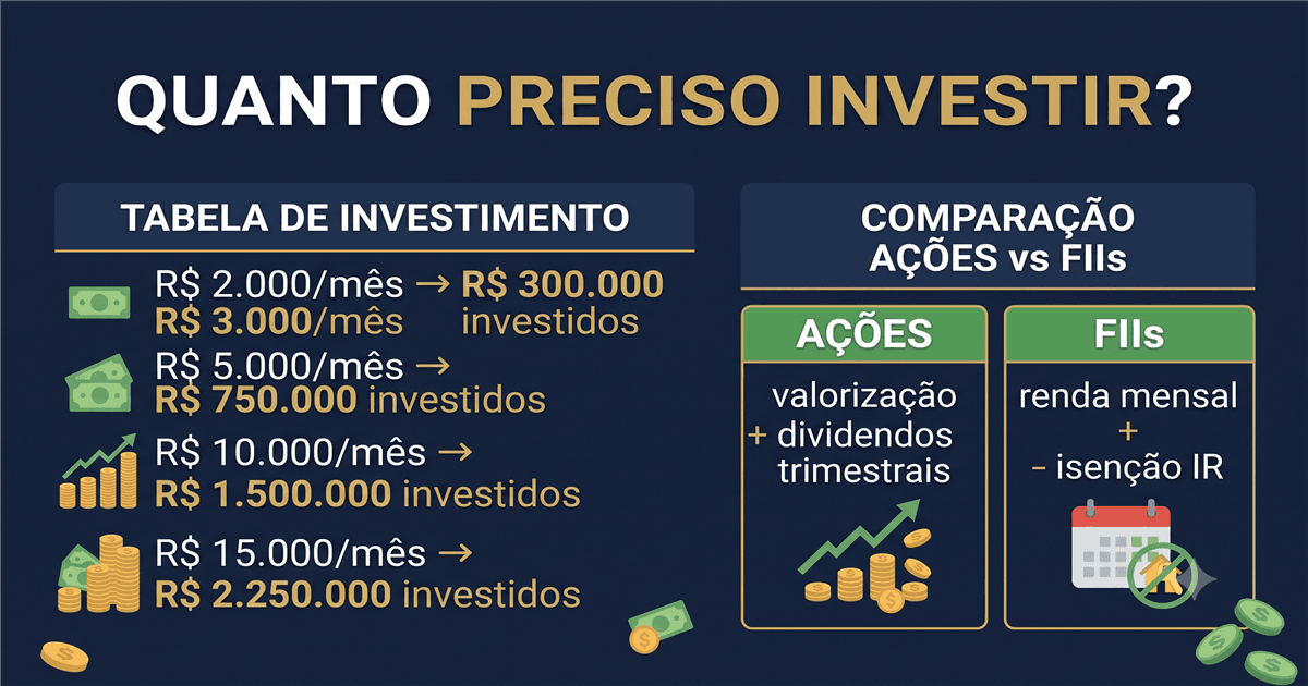 Infografico: criterios para selecionar acoes de dividendos na B3 e construir carteira de renda passiva em 2026