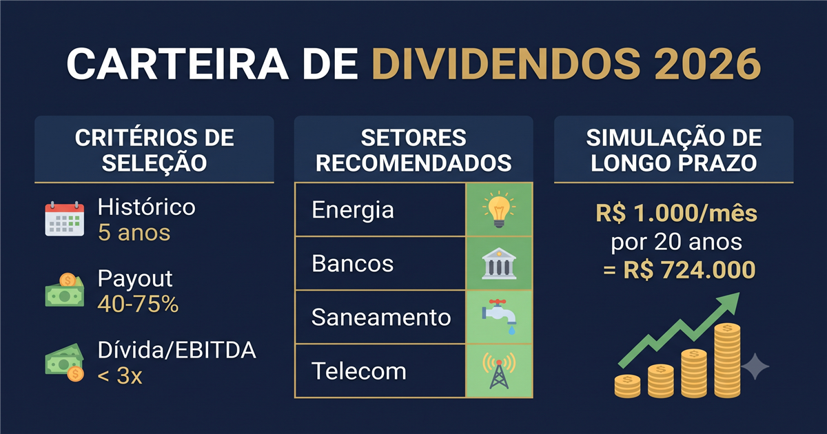 Dividendos: Como Montar uma Carteira de Ações Pagadoras de Renda Passiva em 2026