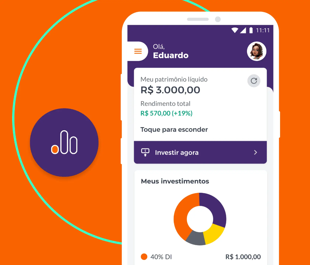 Aplicativo mostrando rendimento CDB